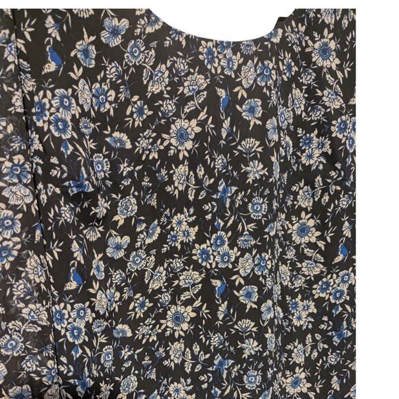 Speechless Women's Size Small Blue Floral 3/4 Button Sleeve Dress Back Cut Out - Picture 9 of 11